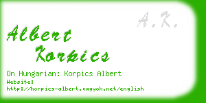 albert korpics business card